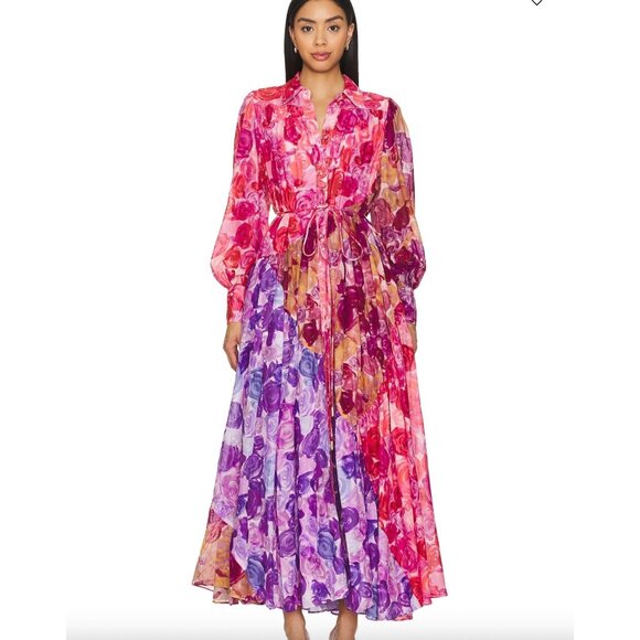 NEW AJE Collisions Smock Maxi Dress in Kaleidoscopic Rose Pink NWT - Size 8